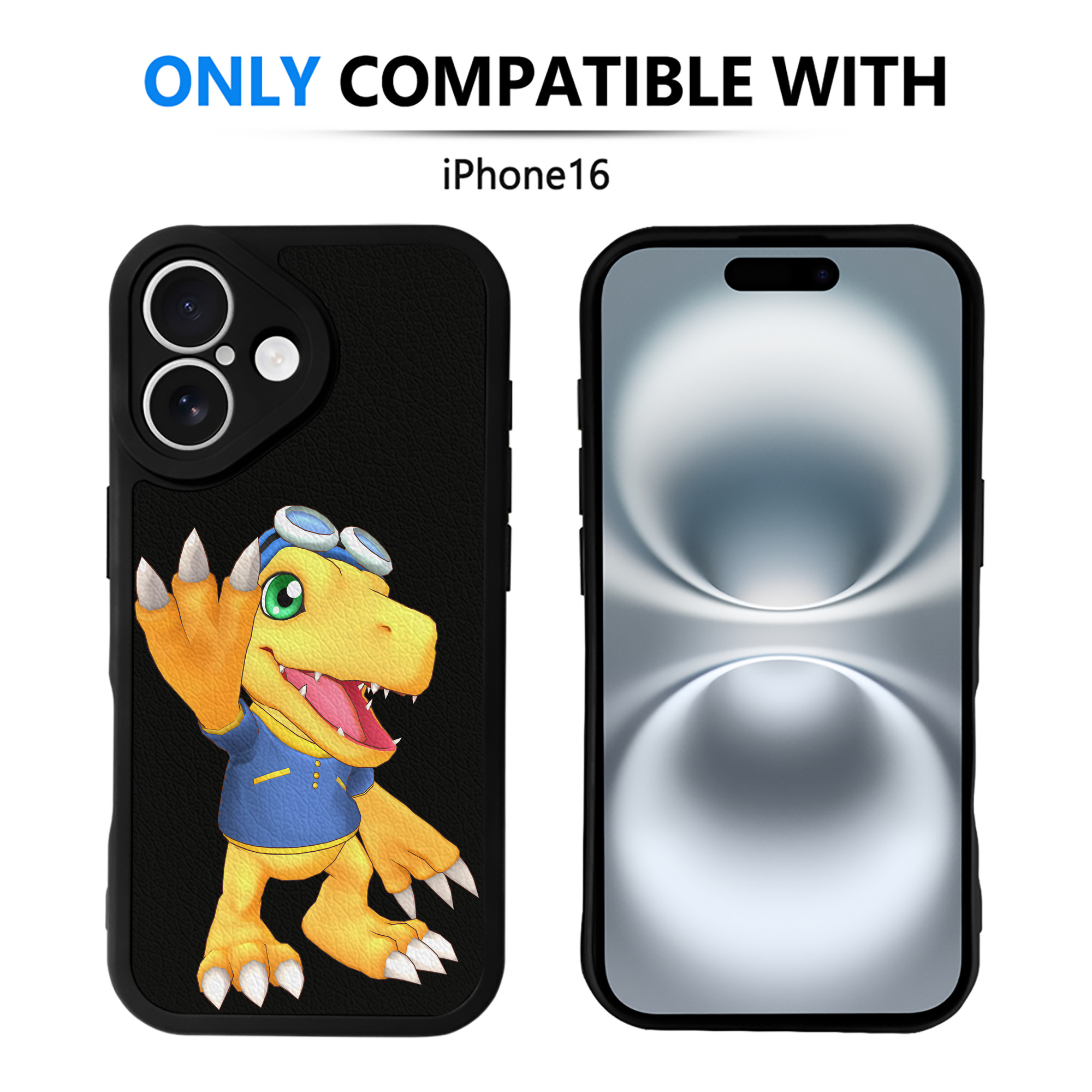 （画像用） Digimon デジタルモンスター/デジモン 【iPhone 16シリーズ対応】シリコンスマホケース（レザー調） 材質：シリコン